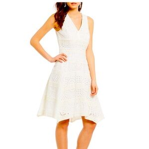 NWT Cremieux Eyelet Bianca Dress Ivory Women’s Size 6 V-Neck Summer Feminine